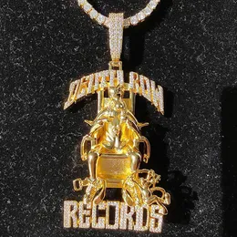 Hip Hop Grande Death Row Records Colar com pingente 5A Zircon 18K banhado a ouro real211I