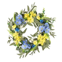 Decorative Flowers & Wreaths Front Door For Spring Summer Wreath Artificial Wicker Garland Decor Wall Window Ornament265d