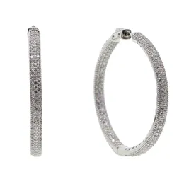 Ny Micro Pave CZ Big Hoop Earring 25mm 50mm 2 storlek Fashion Jewelry Cubic Zirconia Shiny Silver Plated Classic Jewelry291R