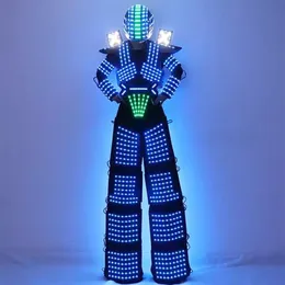 LED Robot Costume RGB Change Color LED Clothing Helmet Stilts Walker Robot293y