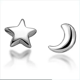 스터드 이어링 925 Sier Star Amp Moon Fashion Sterling Jewelry For Women Drop Delivery DHDFQ