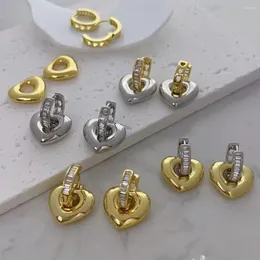 Pendientes colgantes 5 pares Heart de aro chapado de oro para mujeres Cz amantes de los regalos de joyería