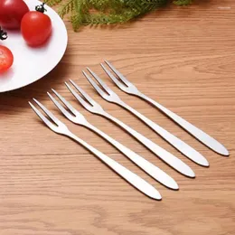 Forks 5/10/20pcs Fruit Stainless Steel Snack Cake Dessert Multifunctional Two-Toothed Fork Western Tableware Kitchen Tools