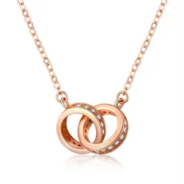 Pendant Necklaces Special Round Interlocking Necklace Exquisite Good Luck Double Circles Diamond Women Ring Jewelry GiftsPendant P210b
