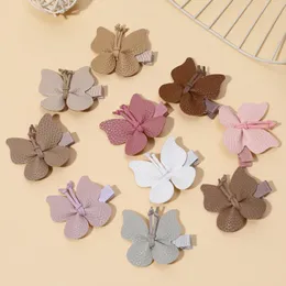 Hair Accessories Baby For Born Toddler Kids Girl Boy Hairpin Exquisite Leather Bow Clip Cute Solid Color Accessorie