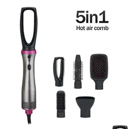 Curling Irons 5 In 1 Hava Tarak MTI-Fonksiyon Kafası Değişim Darbe Kurutma Kesme Kıvırcık Düz Çift Amaçlı Elektrik Saç Düzleştirme Damlası