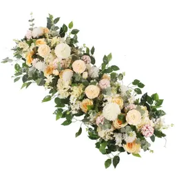 Decorative Flowers Wreaths 50/100CM Artificial Flower DIY Wedding Wall Arrangement Supplies Peony Rose Fake Flower Row Decor Wedding Iron Arch Backdrop 231205