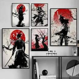 Pittura giapponese Poster e stampe Giappone Samurai Art Canvas Painting Anime Wall Art Immagini per soggiorno Home Decor232i