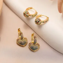 Hoop Earrings Mafisar Trendy Luxury Gold Plated Colour Zircon Geometric Mini Heart Drop Women High Quality Delicate Daily Ear Jewelry