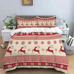 Комплекты постельного белья Красный грузовик Санта-Клаус Рождественский комплект одеял пододеяльник наволочка king Queen Size 231204