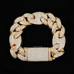 Bracciale con diamanti a maglie ovali cubane ghiacciate da 20 mm, gioielli in zirconi placcati in oro bianco 14 carati, catena a maglie cubane Mariner da 7 pollici, 8 pollici, 9 pollici300j