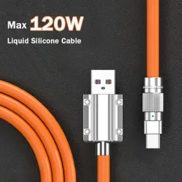 USB Şarj Cihazı Tip-C Tip 120W 6A Süper Hızlı Şarj Kablosu Sıvı Silikon Xiaomi Huawei Samsung Bold 6.0 Veri Hattı Gökkuşağı COURS12 LL