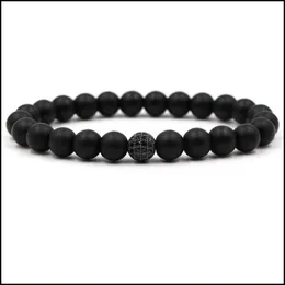 Charme pulseiras pulseira de pedra natural homens micro pave para mulheres jóias preto grânulo gota entrega dhar7