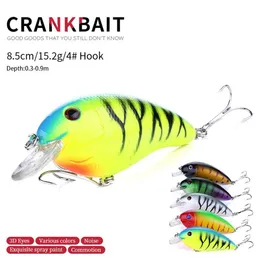 صيد السمك CB022 8 5cm 15 2g #4 Treble Hook Swiming Depth 0 3-0 9m Crankbait Hooks 25pcs265c