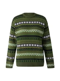 Women's Sweaters Pull decontracte a manches longues pour femmes col rond motif vintage tricots College automne hiver 231205