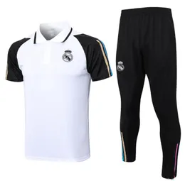 Ny 2023 2024 Real Madrid Kort ärm och byxor Fotboll Polo Training Suit Man Haaland City Football Training Kit