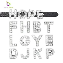 130st 8mm Full Rhinestone English Alphabet A-Z DIY Slide Letters Slide Letter Charm Fit Armband Wristband LSSL01 130 CJ191116254K