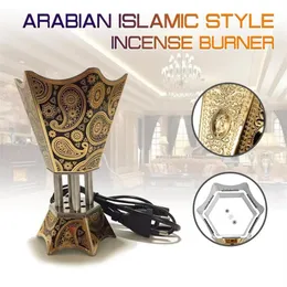 Ароматические лампы 220 В, курильница в арабском исламском стиле, мини-электрический бахур, квадратный жемчуг, металл Positive321m