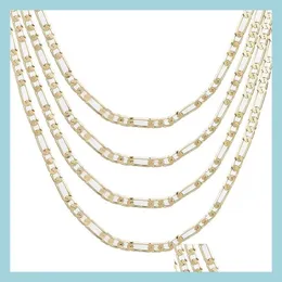 Chokers Wholesale Custome Link Chain Necklace Jewelry Women 4mm 3 간격 1 구리 18k 금 도금 체인 드롭 Deli Dhivn