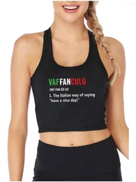 Women's Tanks Funny Vaffanculo Italian Sayings Quote Design Sexy Slim Fit Crop Top Cotton Sports Fitness Tank Tops Summer Camisole