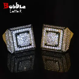 Pierścionki ślubne Bubble list Anillo Hombre Pierścienie dla mężczyzn lodowe Złoty Kolor Plane biżuteria Hip Trend Prezent Mody 231204