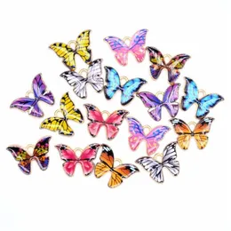 Colorful Butterfly Charms Pendant 100pcs Lot Charms 21 15MM Enamel Animal Charm Pendants Fit for Necklace Bracelet DIY Jewelry Ma241f