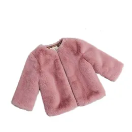 Płaszcz dla dzieci futra dziewczęta i chłopcy kurtka zimowa malucha ubrania dziecięce fauna futra płaszcza wiatrówki dla dzieci płaszcz znamionowy moda 231204