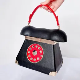 Evening Bags Handle Telephone Shaped Women Evening Handbags Designer Party Clutch Purse Chic Shoulder Bags Female Leather Crossbody Bag 231204