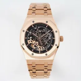 Cassa meccanica semi-automatica da uomo scheletrata in acciaio con specchio zaffiro, diametro 41 mm, quadrante classico, aspetto della cassa, indici luminescenti, orologi di alta qualità.