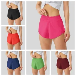 Shorts ativos Track Lu Summer That Inch Hotty Hot Solto Respirável Secagem Rápida Esportes Mulheres Yoga Calças Saia Versátil Casual Bolso Lateral Gy