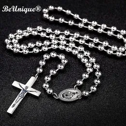 Man's Luxury Steel Catholic Rosary Cross Charm Necklace Pendant Center Center Connectors Christmas Religious Goods 2106212563