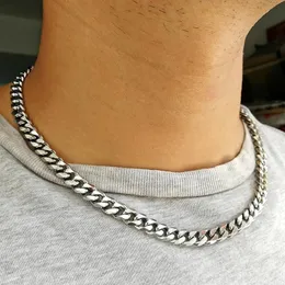 Chains Pieces Edelstahl-Halskette mit kubanischen Gliedern für Männer und Frauen, anlauffarbene, schwere Bordsteinkette, Halsband, 16, 18, 20, 22, 24 Zoll, Ketten247S