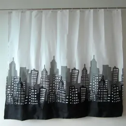 Shower Curtains Scenery Building Bathroom Fabric Black Polyester Rideau De Douche283w