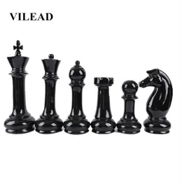 VILEAD Sechsteiliges Set Internationale Schachfiguren aus Keramik, kreatives europäisches Kunsthandwerk, Heimdekoration, Zubehör, handgefertigtes Ornament T2248