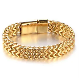 Rostfritt stål fyrsidig slipkedja armband 10 mm bred 19 21 23 cm längd magnetisk lås Bangle Men Polering av handledsmycken F227N