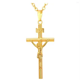 Colares Pingente Collare INRI Cruz Pendente Homens Jóias Ouro Prata Preto Cor Religiosa Christian Crucifixo Colar Mulheres P579206G