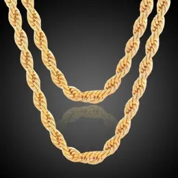 Chaîne de corde remplie d'or 18 carats pour hommes et femmes, 5 mm, cinq largeurs, longueur de 20 pouces, 290R