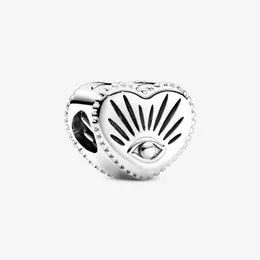 100 ٪ 925 Sterling Silver Silver All-Seing Eye Heart Charms تناسب سوار السحر الأوروبي الأصلي للأزياء