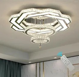 Ljuskronor som blinkar Gud 24 "Modern Crystal Living Room Takljus Flush Mount Chandelier