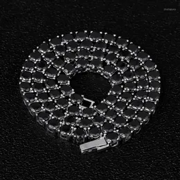 DNSCHIC Iced Out Tennis Necklace 5mm White Gold Chain Line with Black CZ for Men Women Hip Hop Jewelry Rapper Street Fashion1238G