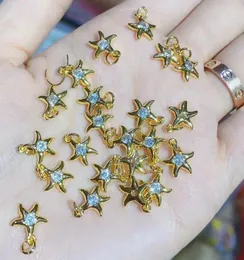 Kedjor 2st Star Charm för armband Guldpläterad koppar CZ Crystal Jewelry Halsband örhänge Tillbehör DSF3