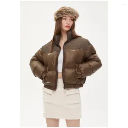 Women's Trench Coats Winter American Retro Short Bread Jacket Stand Up Collar Cotton Girl Niche Coat Trend Girls's Student