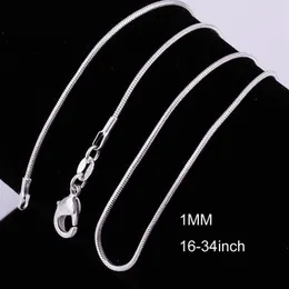 Intero 16-34 pollici 20 pezzi collana di serpenti catene 1 mm 925 risultati in argento sterling gioielli fai da te 256p