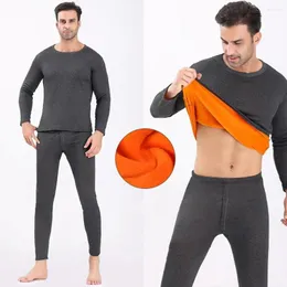 Men's Sleepwear Men Thermal Underwear Winter Women Long Johns Fleece Base Layer Sets 2 Pcs/Set Unisex Pajama Suit Keep Warm Clothing