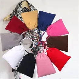 velvet drawstring bags high quanlity Gift packaging Flocked Jewelry bag Jewelries pouches Headphone packing cloth Favor Holders202l