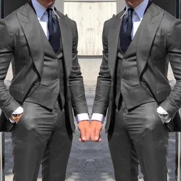 Tuxedos العريس المخصص لزر واحد رجال الذروة صلق صاخبة لابيل العريس الزفاف/حفلة موسيقية/عشاء رجل السترة سترة سروال