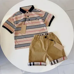 Bebê camisa shorts conjunto designer verão menino menina moda camisas roupas xadrez impressão listrado terno de duas peças crianças bebê calças curtas define trajes de luxo manga curta