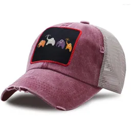 Casquettes de balle dessin animé éléphant maille Baseball hommes noir Snapback chapeau en plein air femmes casquette lavé effiloché rétro chapeaux camionneur