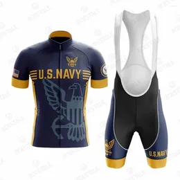 Racing Sets 2023 U.s.navy Team Cycling Jersey Set Bicycle Clothing Summer Road Bike Shirts Suit Bib Shorts MTB Maillot Culot