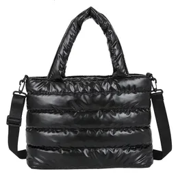 Evening Bags Women Winter Handbags Mobile Space Glossy Female Down Bags Cotton-padded Jacket Shoulder Handbag Items Christmas Bags 231205